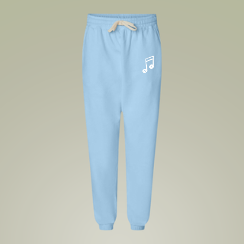 iMWEIRD Musical 100% Cotton Lightweight Joggers - Glacier Blue