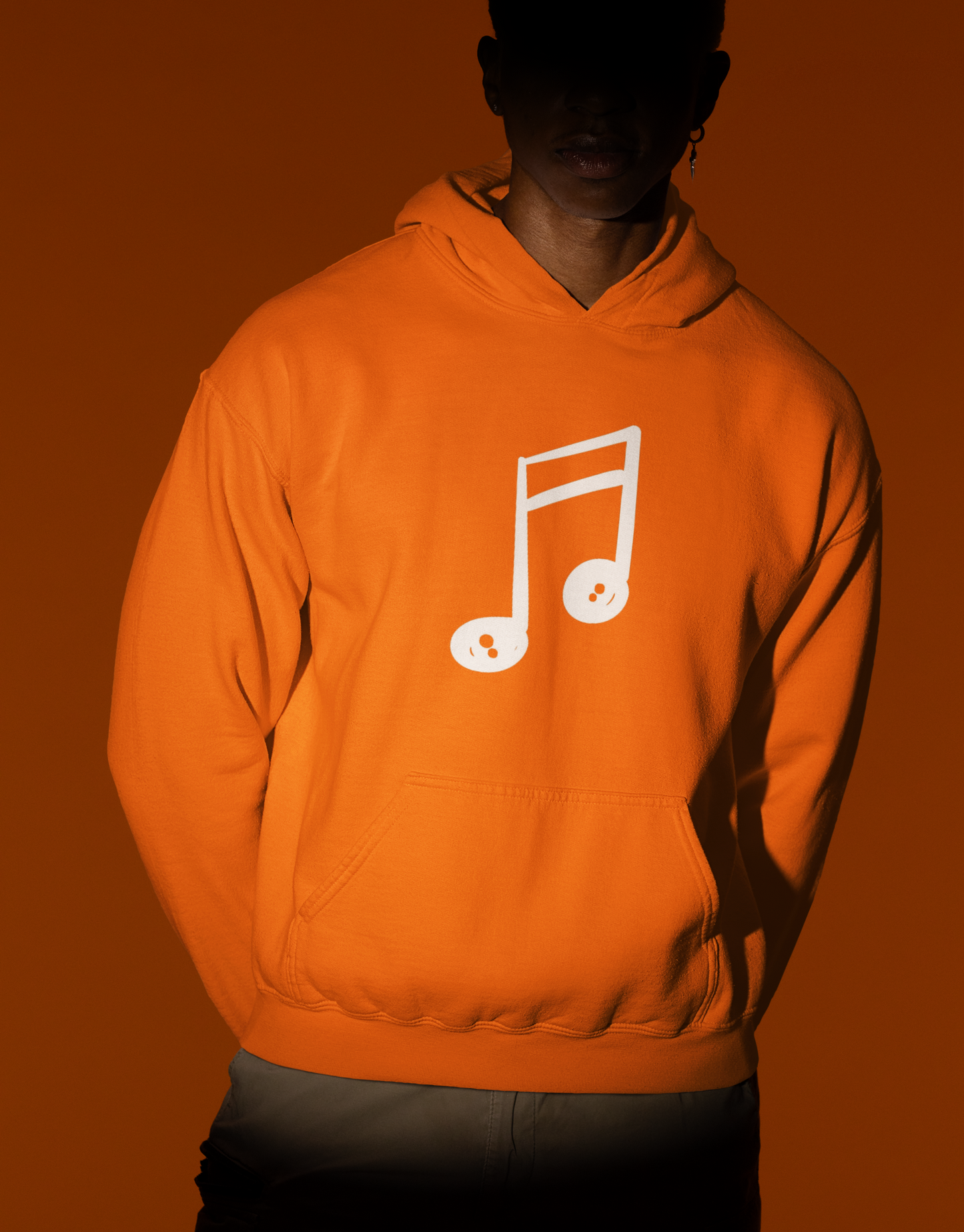 iMWEIRD 4 EYED Musical Note Hoodie - Highlight Orange